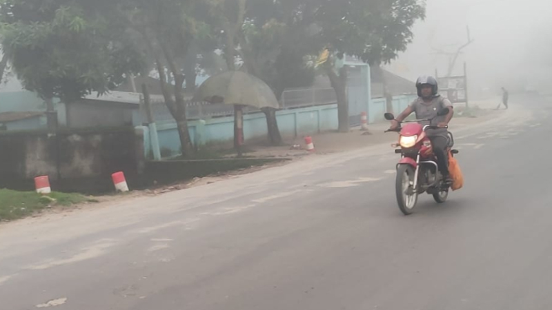 যানবাহন চলেছে হেডলাইট জ্বালিয়ে।