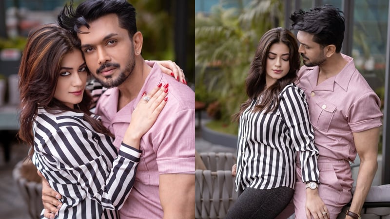 মন্দিরা চক্রবর্তী ও আরিফিন শুভ। ছবি: অভিনেত্রীর ফেসবুক