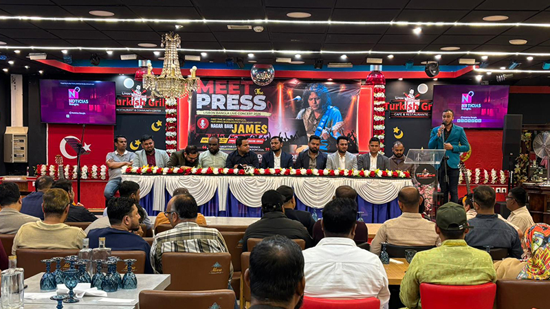 কনসার্টের আয়োজক প্রতিষ্ঠান কাজা দো বাংলাদেশ ও নোটিসিয়াস বাংলা’র সংবাদ সম্মেলন। ছবি: সংগৃহীত