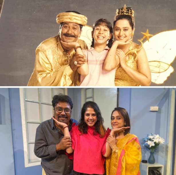  সোন পারীর সেটের মূল দুই চরিত্রের সঙ্গে তনভি হেগড়ের বর্তমান সময়ের একটি ছবি চোখে পরে অভিনেত্রীর ইনস্টাগ্রামে। ছবি: তানভির সোশ্যাল মিডিয়া 